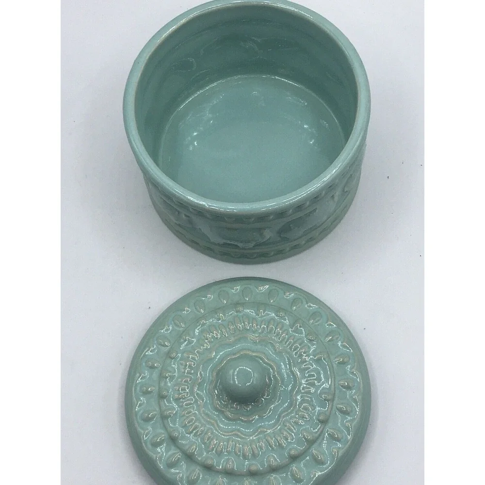 Cynthia Rowley Sand Elephant Trinket Jar Lid Apothecary Aztec Container Rare C28